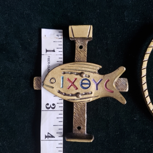 Terra Sancta Accents Vtg Terra Sancta Guild Ornate Brass Christian Door Knocker Fish 97